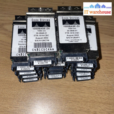 Lot Of 14 Cisco 1550M Ftr-1519-Csc 30-0848-01 1000Base-Zx Gbic Transceiver (#C)