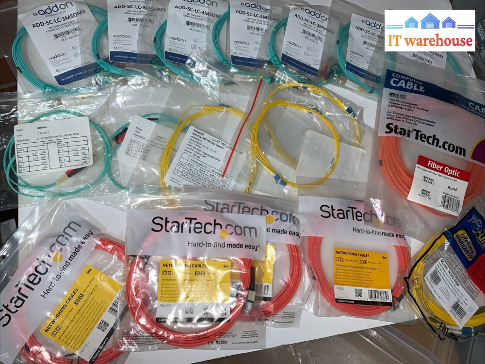 Lot of 18 1M - 15M Length Fiber Optic Patch Cable