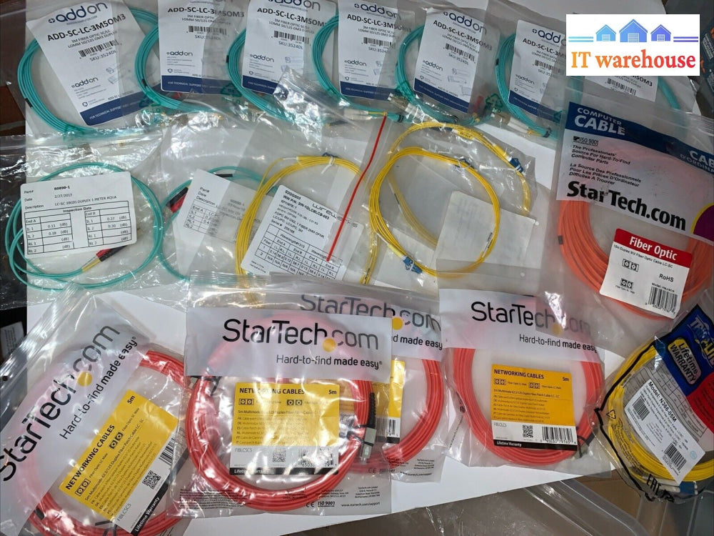 Lot of 18 1M - 15M Length Fiber Optic Patch Cable