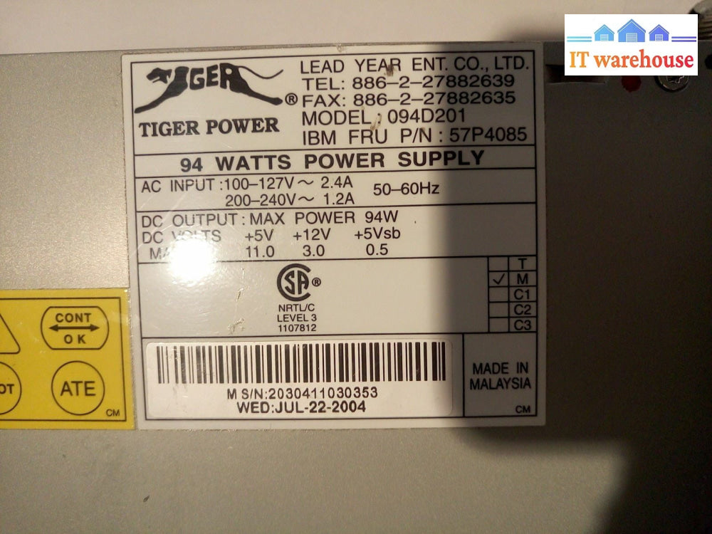 - LOT OF 2 094D201 IBM SurePOS 4840-xx2 Power Supply, IBM FRU 57P4085 94W @@@