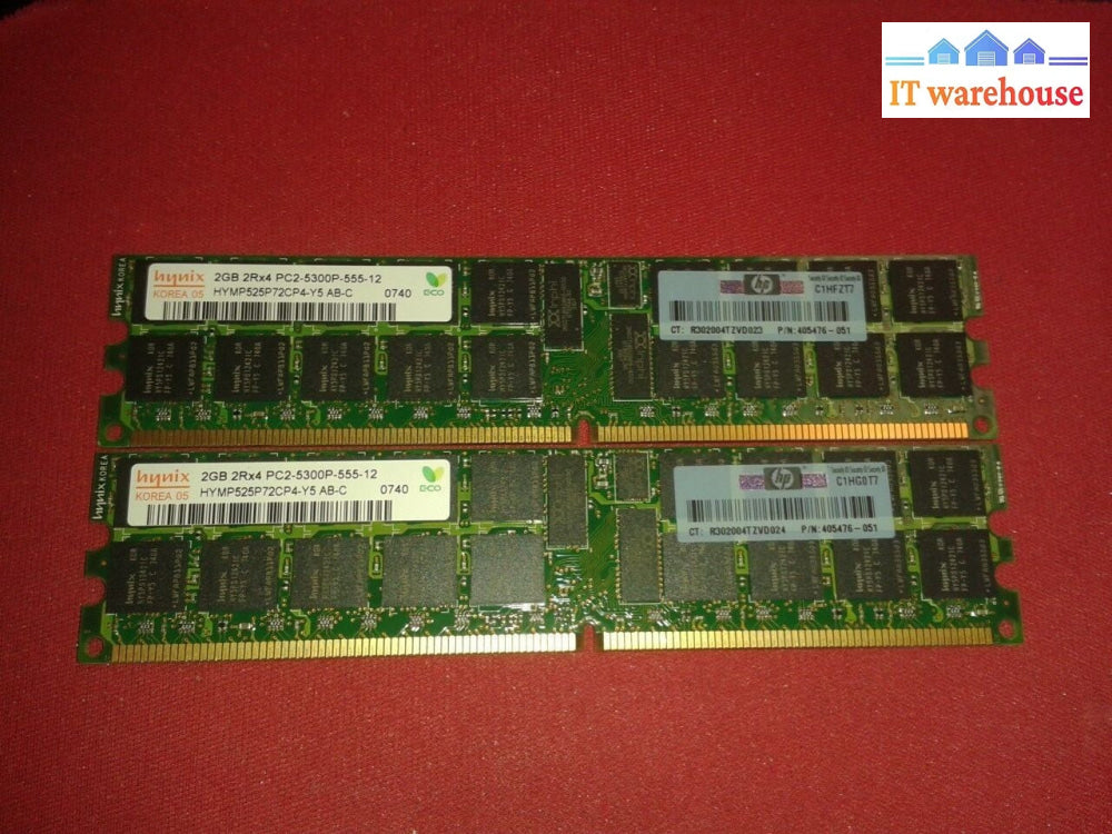 Lot of 2  1GB  HYMP512P72CP4-Y5 AB-C 1RX4 PC2-5300P-555-12 Ram memory (Server )