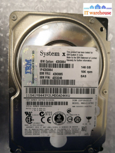 + Lot of 2 43X0865 IBM 42C0249 IBM 146GB 10K 2.5 SAS SFF HARD DRIVE @@@