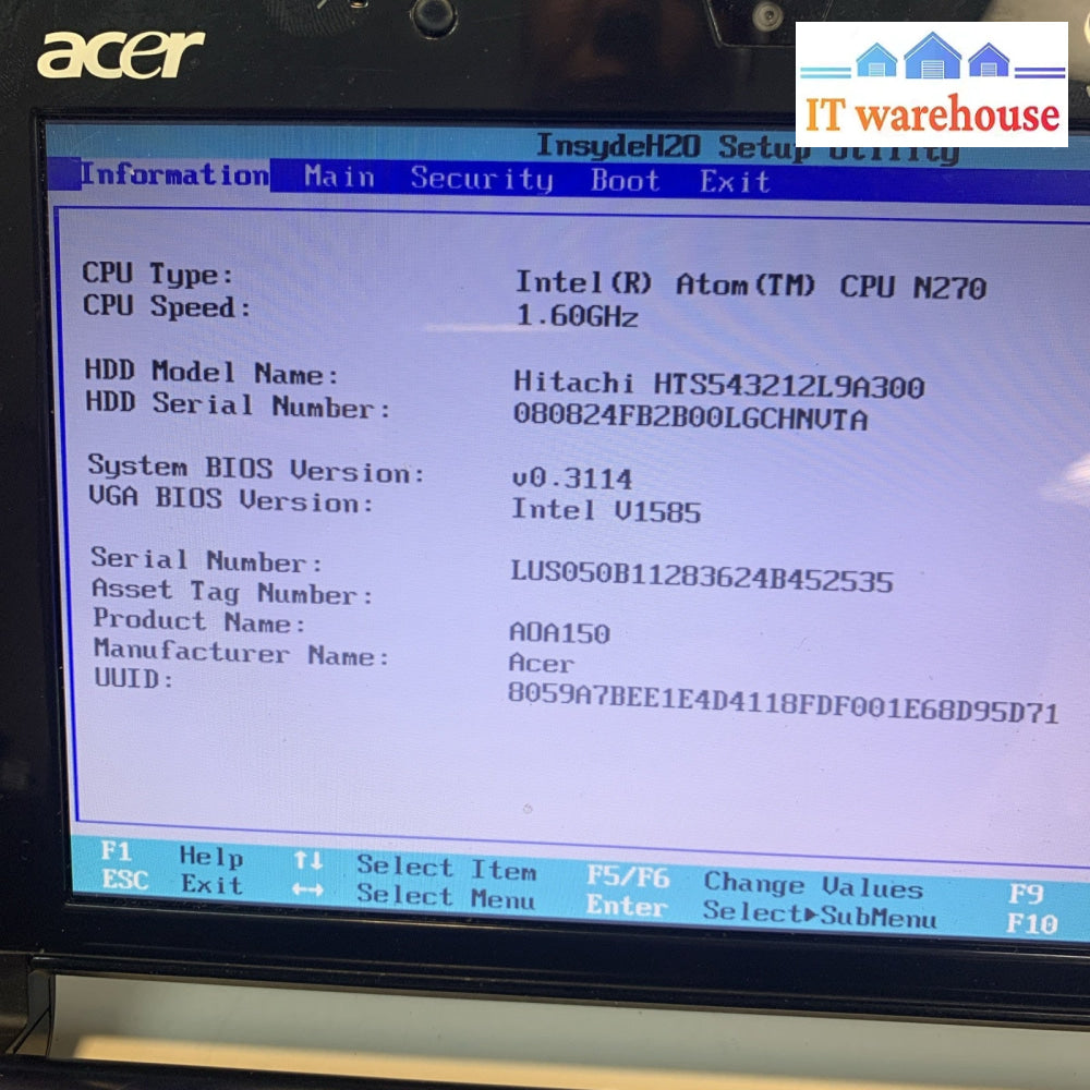 Lot of 2 Acer aspire one 150-1447 ZG5 Intel Atom N270 1.60GHz 1GB RAM 160GB HD