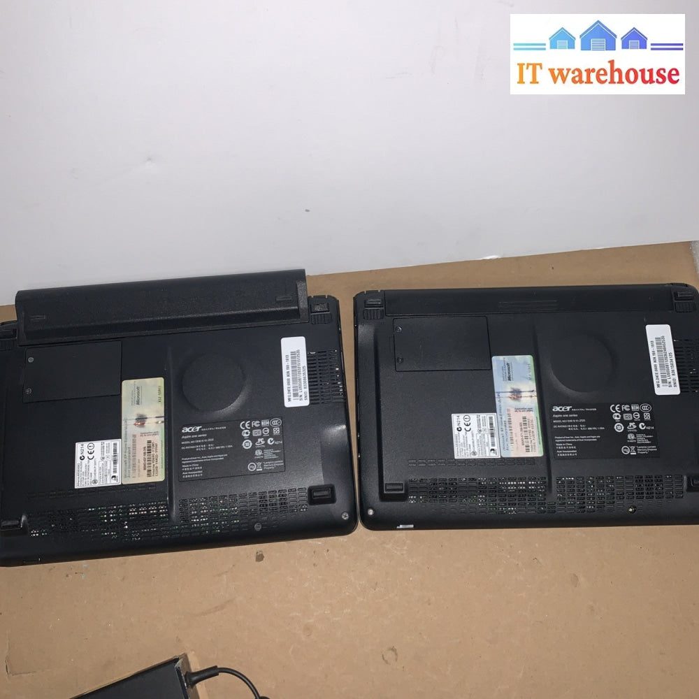Lot of 2 Acer aspire one 150-1447 ZG5 Intel Atom N270 1.60GHz 1GB RAM 160GB HD
