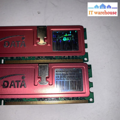 Lot of 2 ADATA M20AD6G3I4170I1E58 1GB DDR2-800 Non-ECC PC2-6400