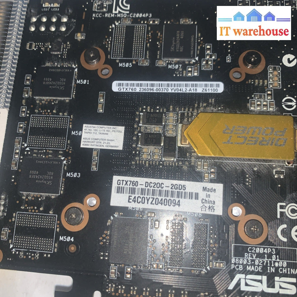 Lot of 2 ASUS GeForce GTX 760 2GB GDDR5 DirectCU II Dual Fan GPUs