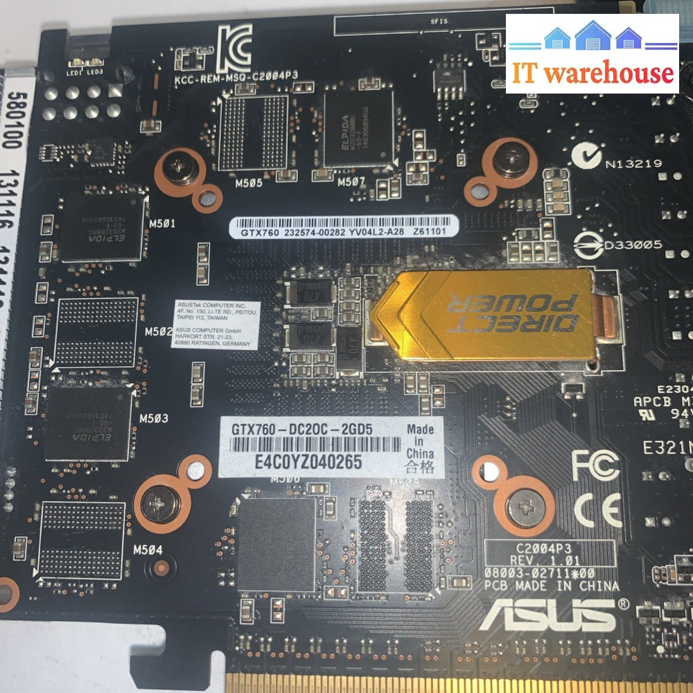 Lot of 2 ASUS GeForce GTX 760 2GB GDDR5 DirectCU II Dual Fan GPUs