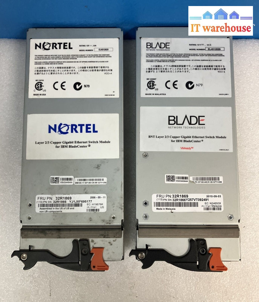 (Lot of 2) Bladecenter Layer 2/3 Copper Gigabit Ethernet Switch Module 32R1869 ~