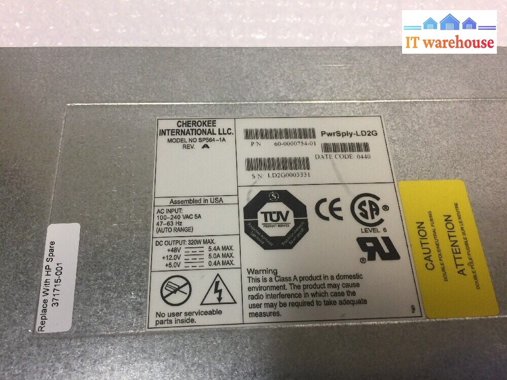 - Lot of 2 Cherokee International SP564-1A 320W Power Supply 60-0000754-01 @@@