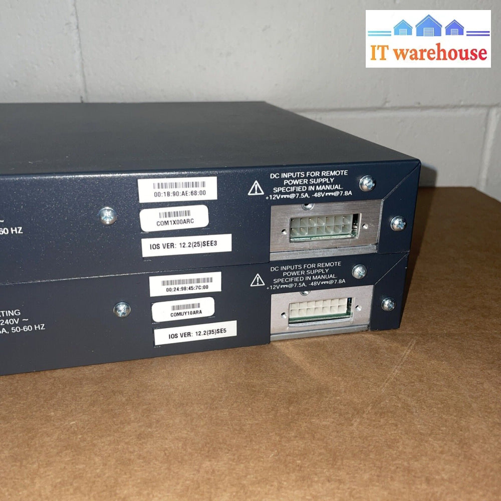 Lot Of 2 Cisco Ws-C3560-24Ps-S 24-Port 10/100/1000 Managed Poe Shift (No Ears)