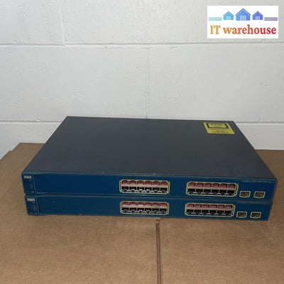 Lot of 2 Cisco WS-C3560-24PS-S 24-Port 10/100/1000 Managed PoE Shift (No ears)