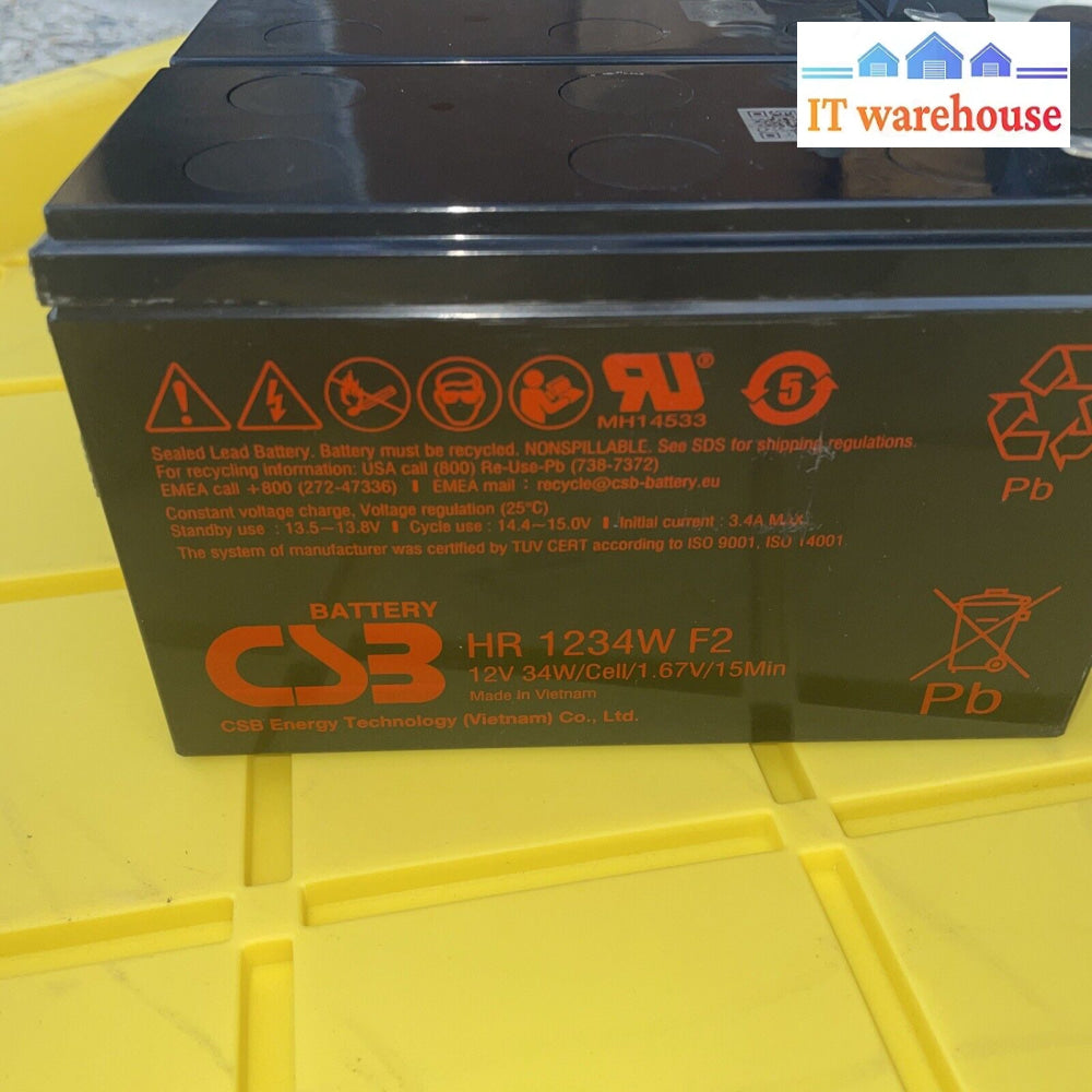 Lot Of 2 Csb Hr1234W 12V 34W High Rate Agm Battery (90% )