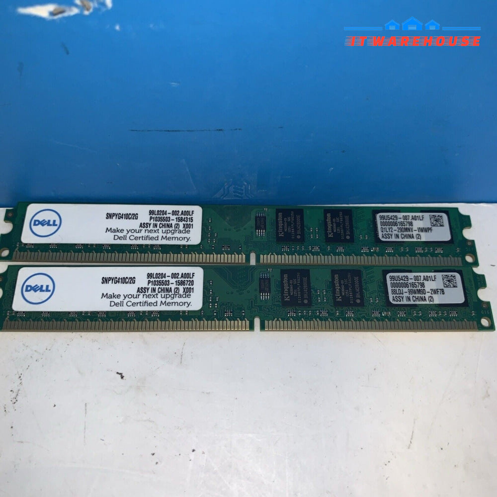 lot of 2 DELL 2GB SNPYG410C/2G PC2-6400 DELL Desktop memory DDR2 UDIMM