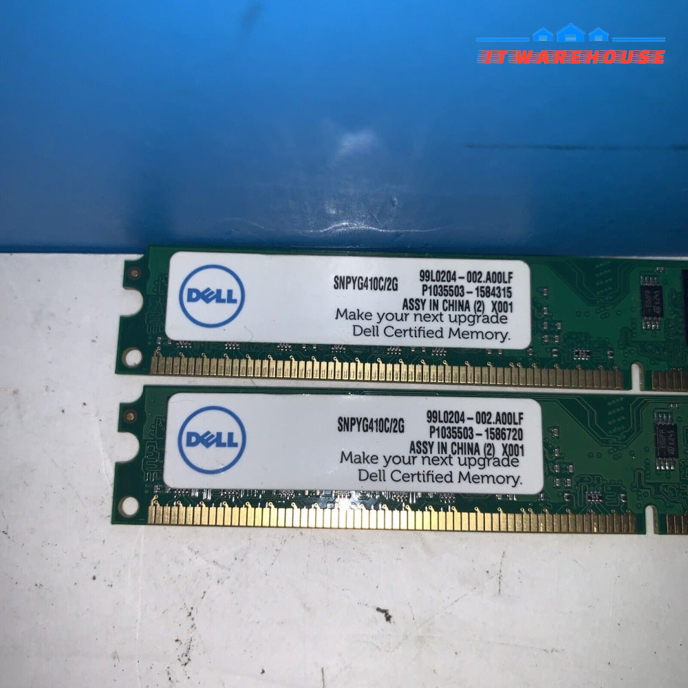 lot of 2 DELL 2GB SNPYG410C/2G PC2-6400 DELL Desktop memory DDR2 UDIMM