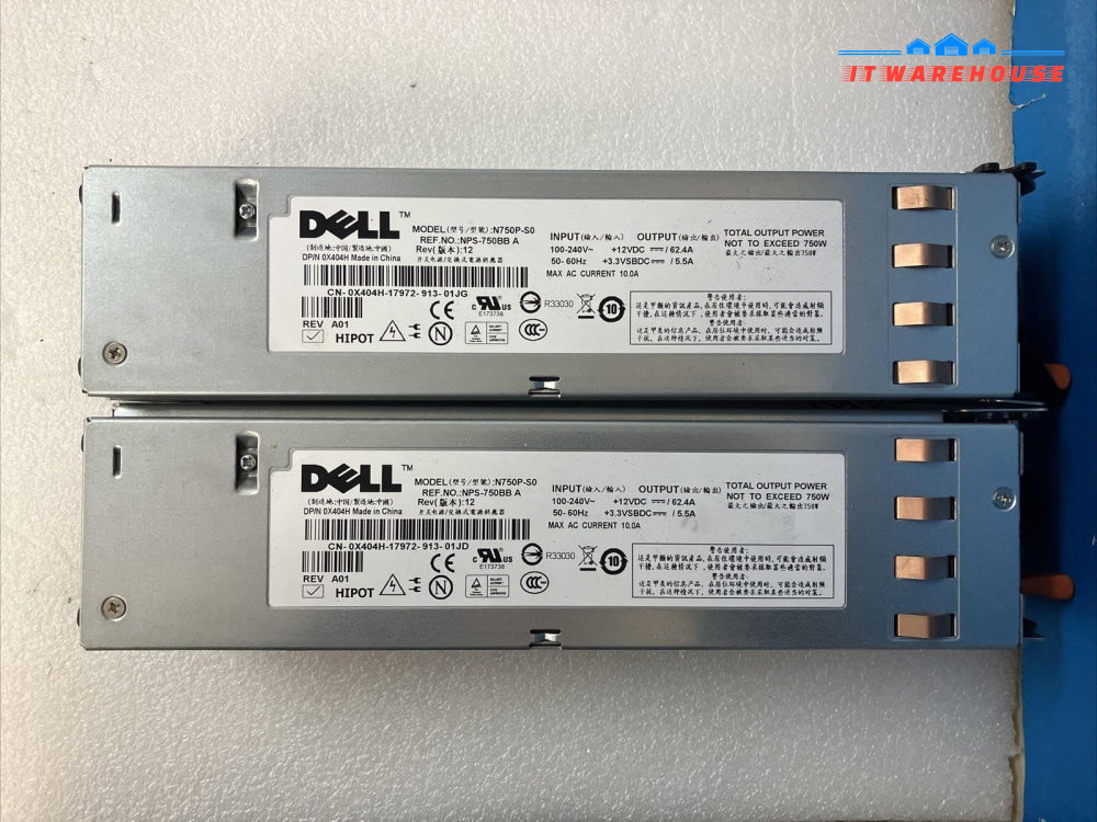 (Lot of 2)   Dell PowerEdge 2950 0X404H / N750P-S0 NPS-750BB 750W Power Supply ~