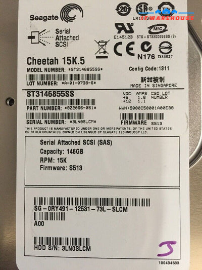 -  LOT OF 2 DELL RY491/ST3146855SS/9Z2066-051 146GB 15K 3.5" SAS HARD DRIVE @@@