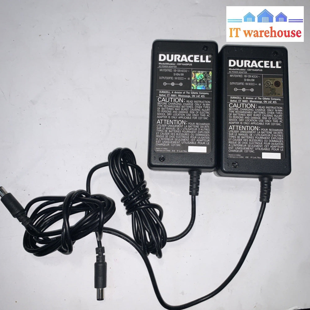 Lot of 2 Duracell Power Supply Adapter Charger Output 16 V For A 400 Mma + cords
