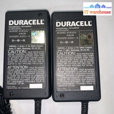 Lot of 2 Duracell Power Supply Adapter Charger Output 16 V For A 400 Mma + cords