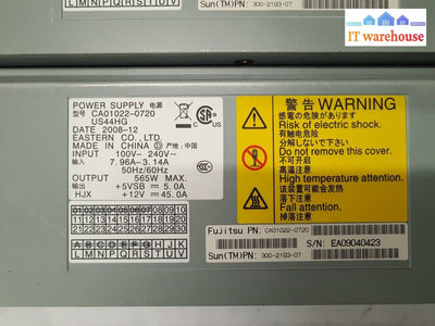 - lot of 2 Fujitsu CA01022-0720 300-2193 Power Supply 565W for SUN SPARC m3000
