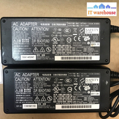 Lot Of 2 Fujitsu Sanken Power Supply Ac Adapter Charger Sed80N2-24.0 24V 2.65A