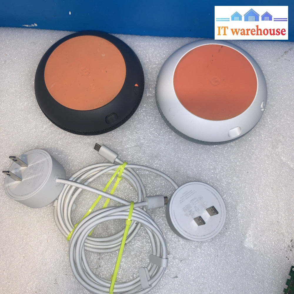Lot of 2 Google Home Mini Smart Speaker + Power Cord