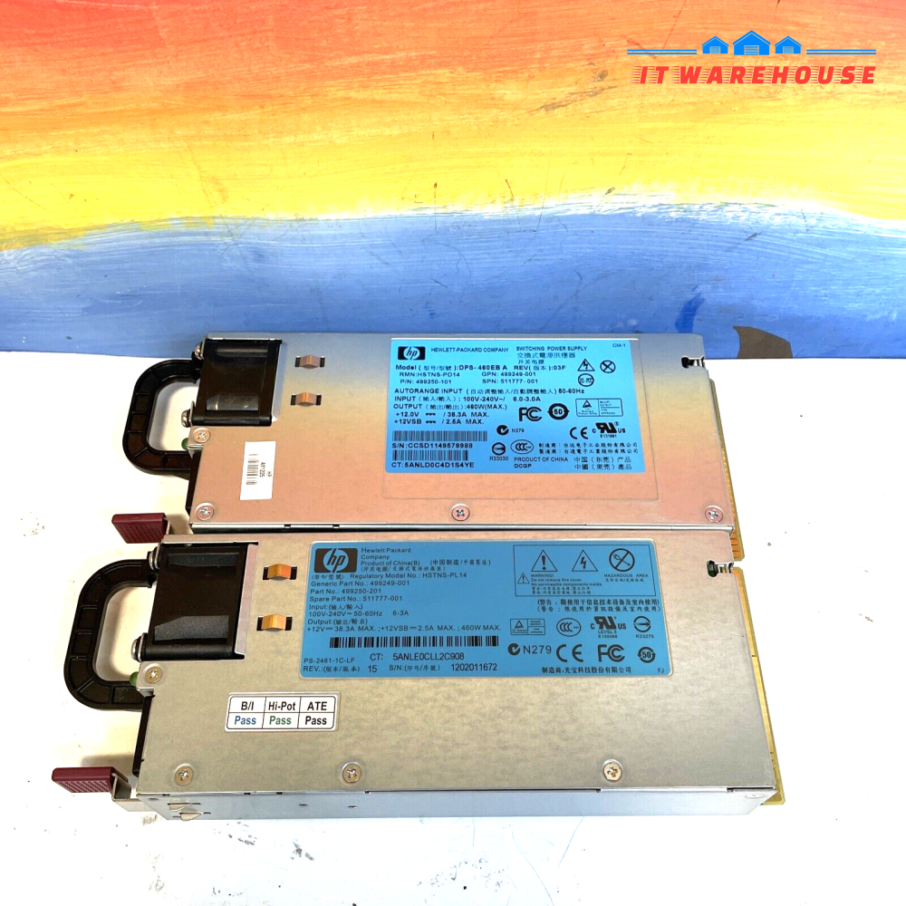LOT OF 2 HP 460W POWER SUPPLY DPS-460EB A 499250-001