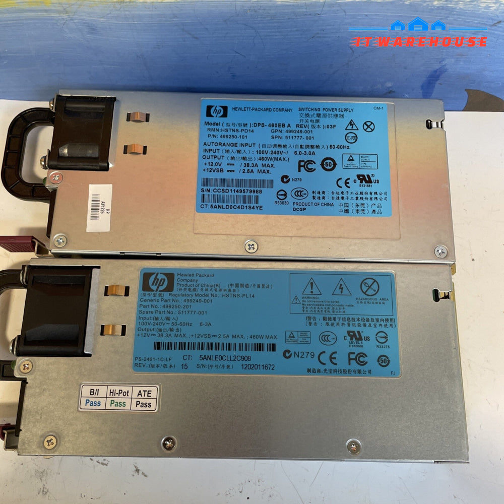 LOT OF 2 HP 460W POWER SUPPLY DPS-460EB A 499250-001