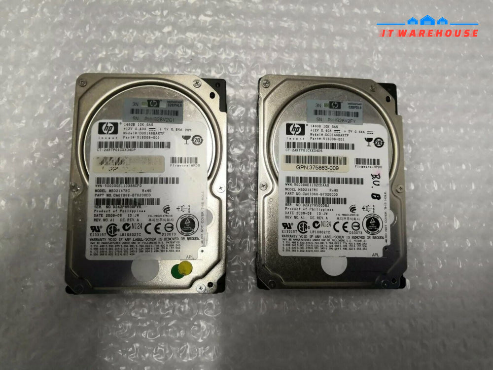 + Lot of 2 HP 518006-001 2.5" 146GB SAS Hard Drive @@@