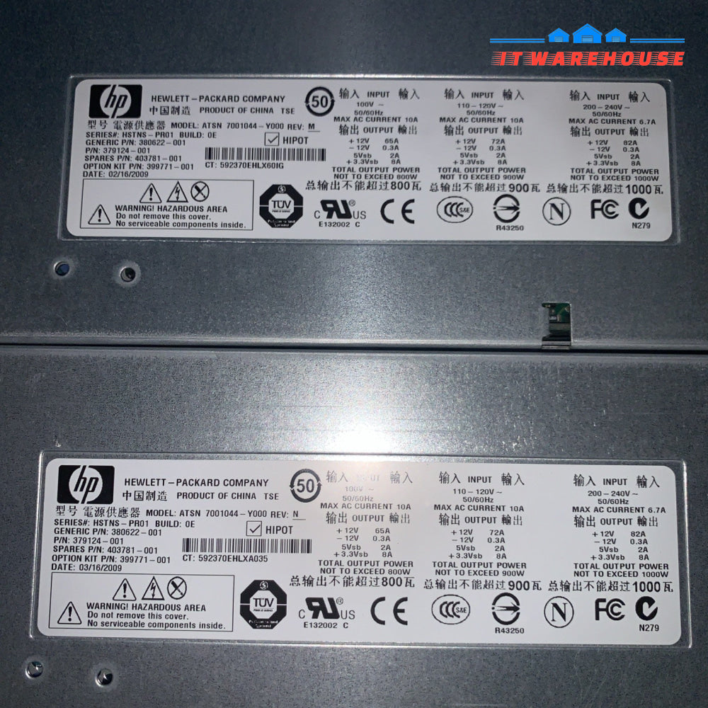 Lot of 2 HP DL380 G5 POWER SUPPLY 800W 403781-001 DPS-800GB A 379123-001 399771