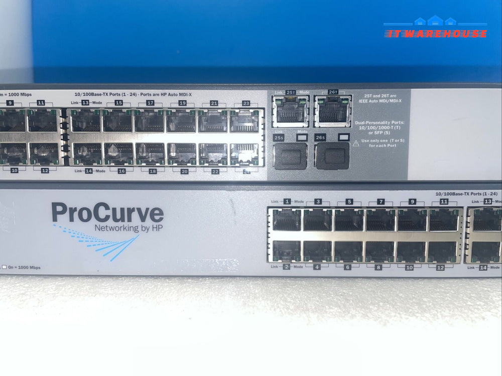 Lot of 2 HP network switch J9019B & J9085A with mount ears