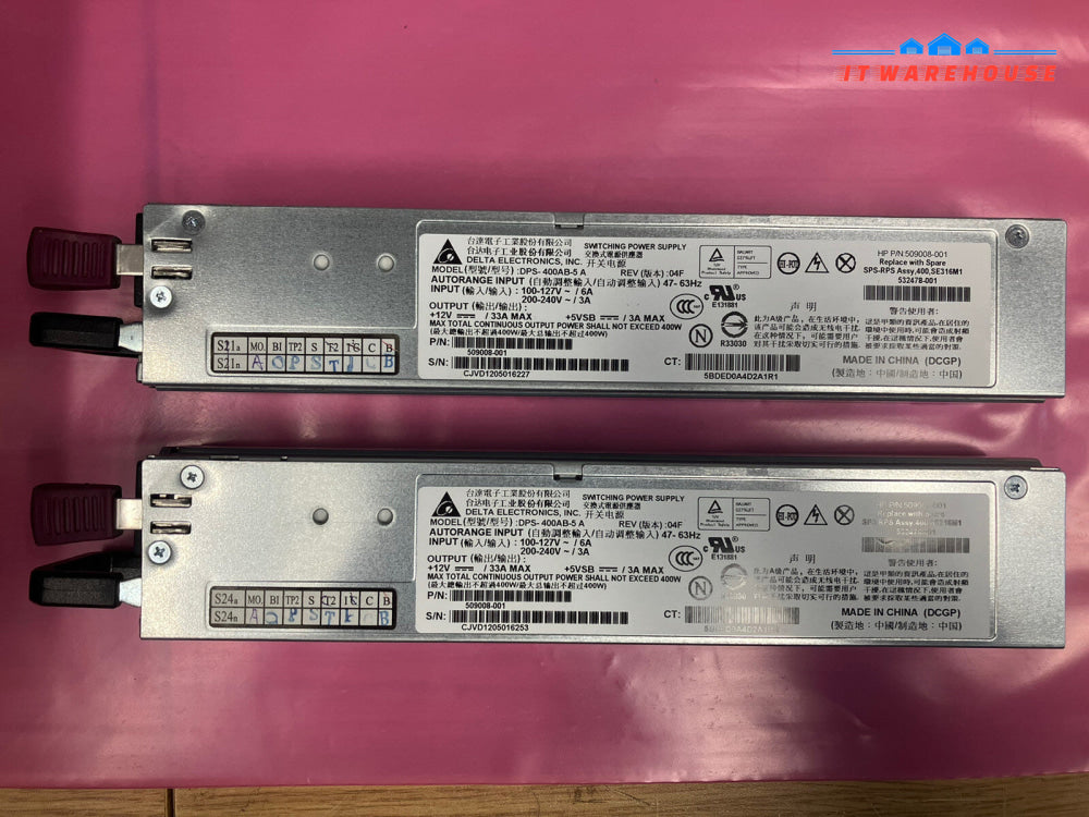 ~ LOT OF 2 HP PROLIANT DL320 G6 400W SERVER PSU POWER SUPPLY 509008-001 532478