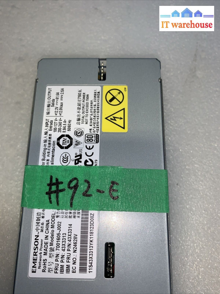 Lot Of 2 IBM 43X3314 750W Power Supply For x3550 x3560 M4 43X3313