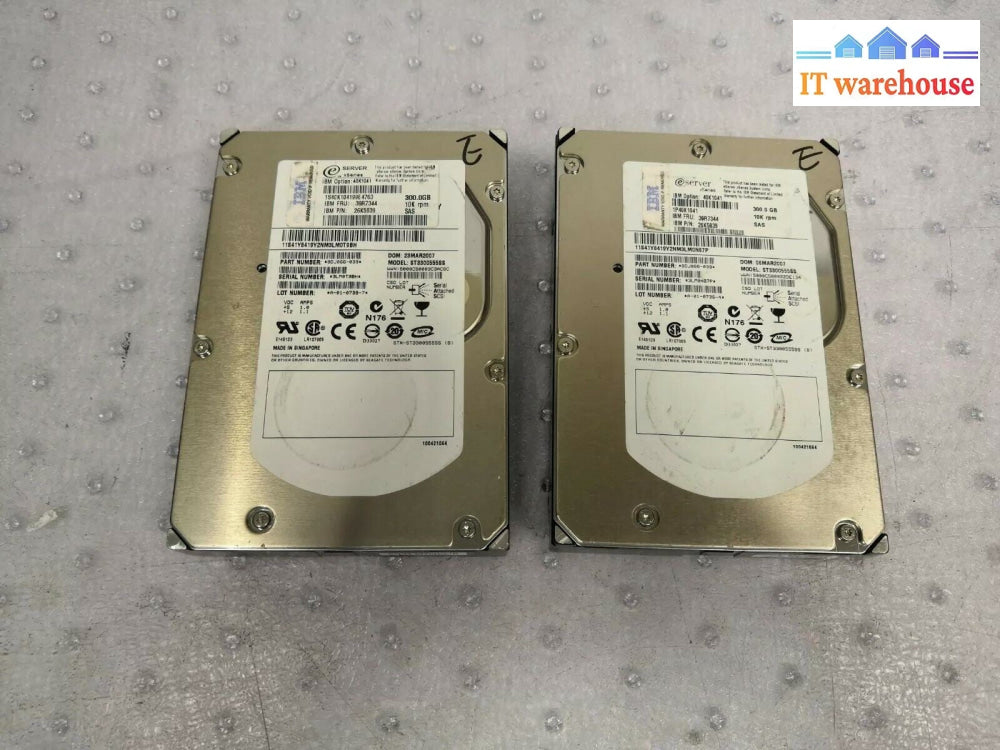 + Lot of 2 IBM ST3300555SS 9DJ066-039 39R7344 300GB 10000RPM HDD