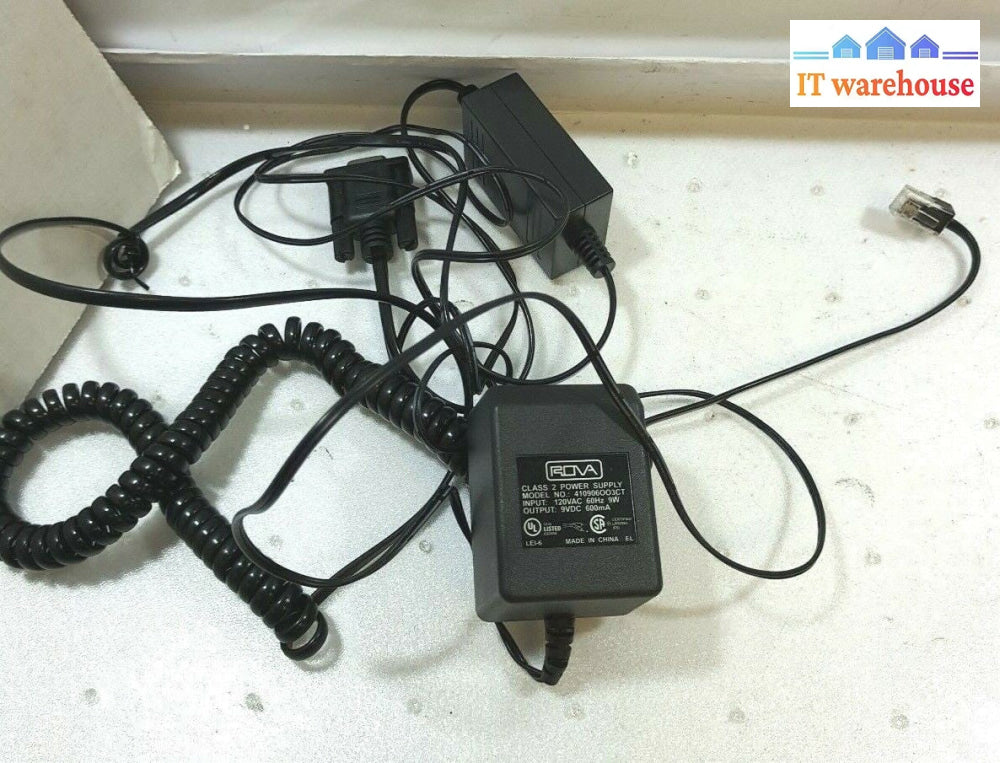 (Lot of 2) Ingenico 3070 Ac adapter  ROVA 410906OO3CT 9V 600mA  and cable 