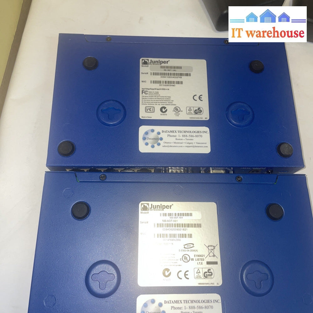 Lot of 2 Juniper Networks NetScreen-5GT Firewall Security Appliance, NS-5GT-101