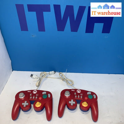 Lot of 2 Mario HORI GameCube-style Controller for Nintendo Wii / Wii U Red /Blue