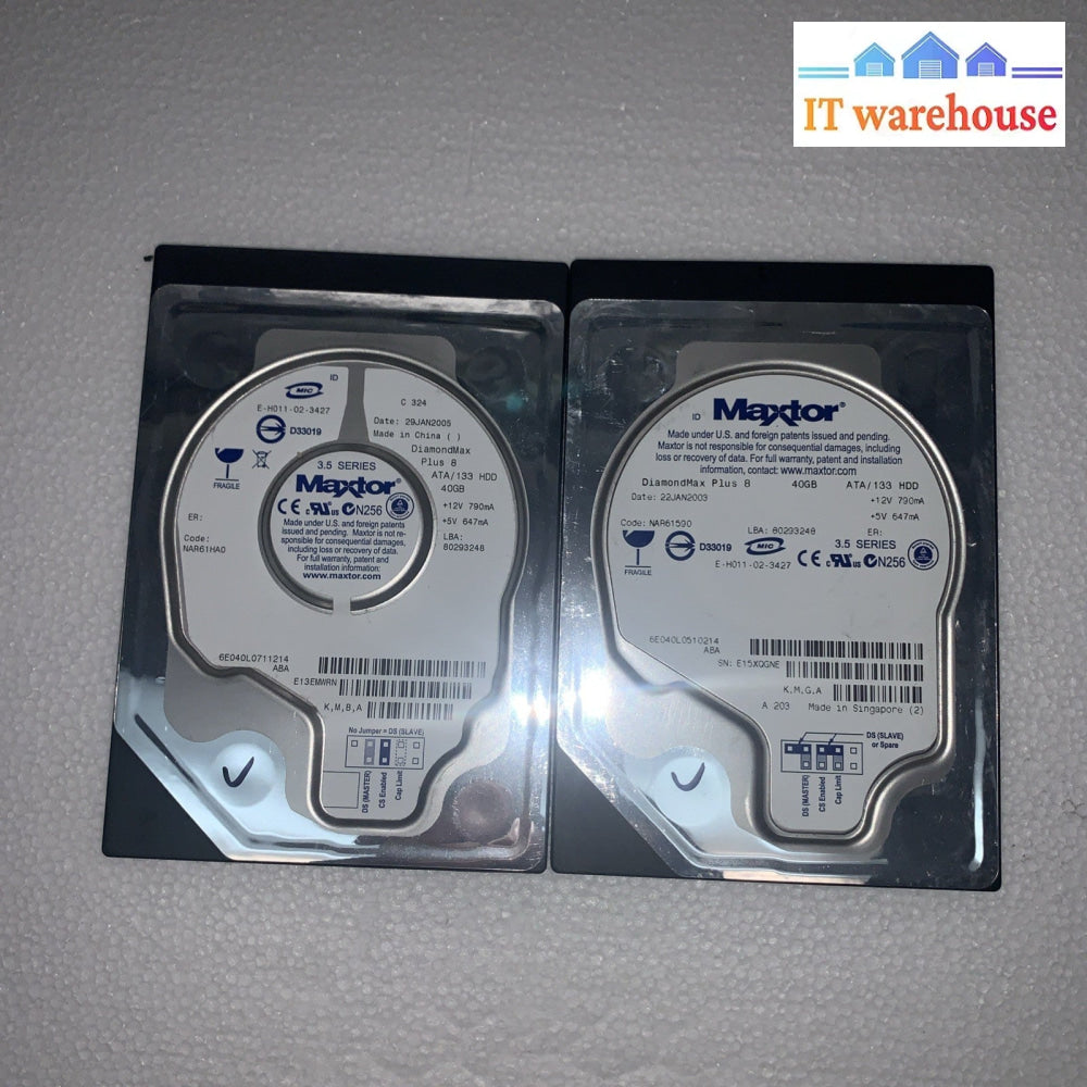 Lot of 2  Maxtor 40GB  3.5" IDE HDD Hard Drive