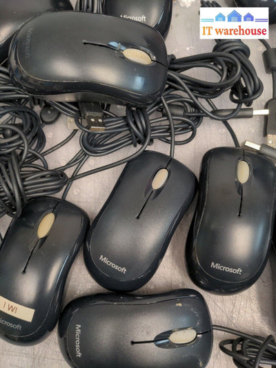 Lot of 2 Microsoft Basic Optical USB Mouse v2.0 1113 2-Buttons w/Scroll-Wheel