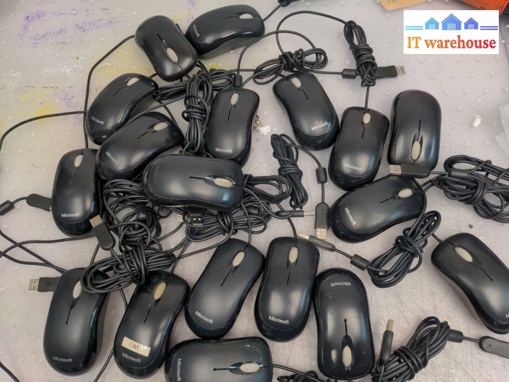Lot of 2 Microsoft Basic Optical USB Mouse v2.0 1113 2-Buttons w/Scroll-Wheel