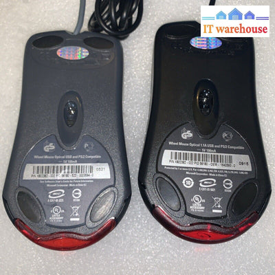 Lot of 2 Microsoft Wheel Mouse Optical USB and PS2 Compatible x802382