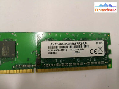 + Lot of 2 NCR 4970455319 512MB PC2-5300 DDR2-667 AVF6464U52E5667F3-AP Memory