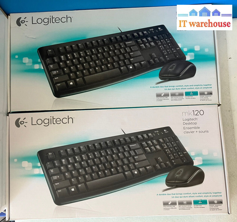 ~ ( Lot of 2 ) Open Box Logitech MK120 (920-002565) Wired Keyboard ( No Mouse )