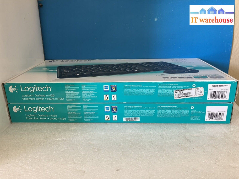 ~ ( Lot of 2 ) Open Box Logitech MK120 (920-002565) Wired Keyboard ( No Mouse )