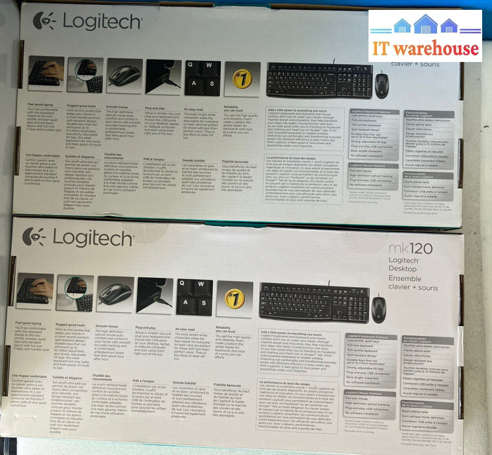 ~ ( Lot of 2 ) Open Box Logitech MK120 (920-002565) Wired Keyboard ( No Mouse )