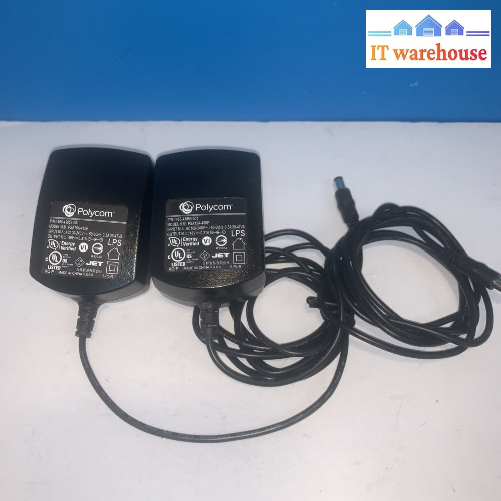 Lot of 2 Original Polycom AC Adapter PSA15A-480P 1465-43637-001 48V 0.031A 14W