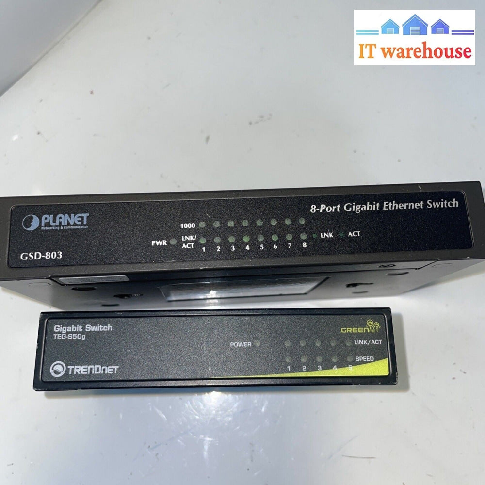 Lot of 2 Planet/ Trendnet Gigabit Network switches (5-8 ports)