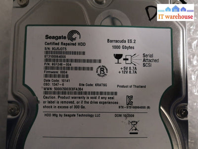 +LOT OF 2 Seagate Barracuda ES.2 1TB SAS 72K 3.5" Hard Drive ST31000640SS @@@