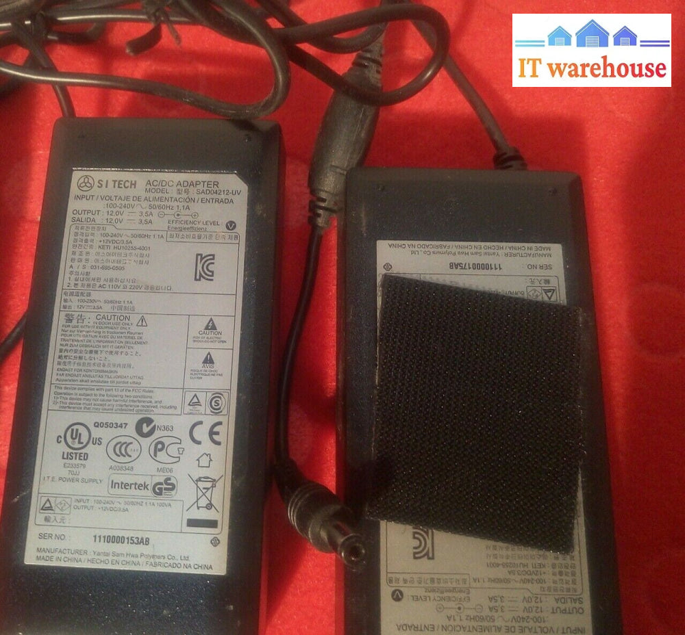 LOT OF 2  SI TECH AC/DC Power Supply Adapter SAD04212-UV 12V 3.5A -