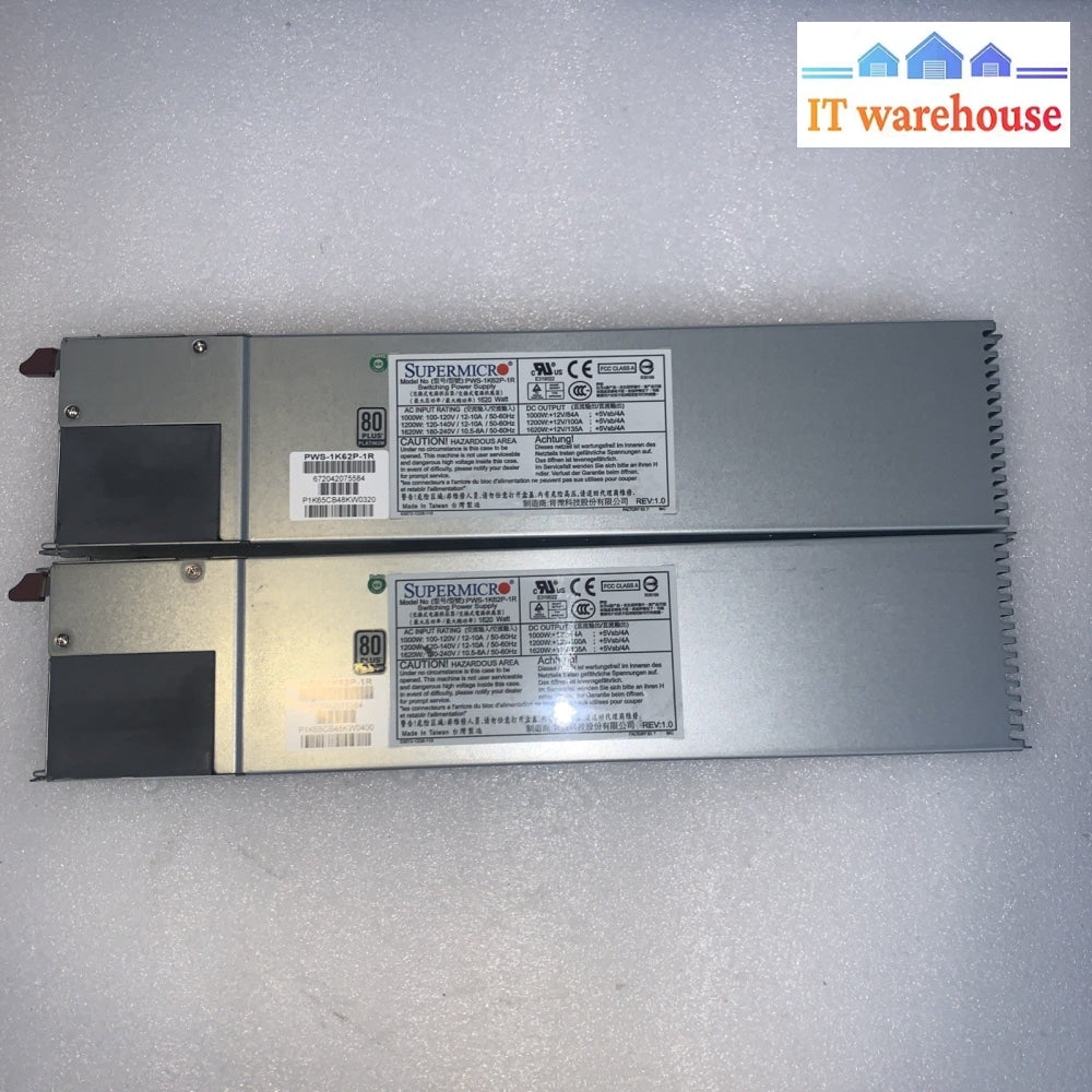 Lot Of 2  Supermicro PWS-1K62P-1R 1620w Watt Switching Power Supply