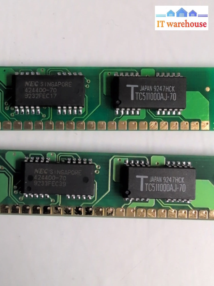 Lot of 2  Toshiba 1MB Module Simm 14 TC511000AJ-70 30-PIN Memory RAM -
